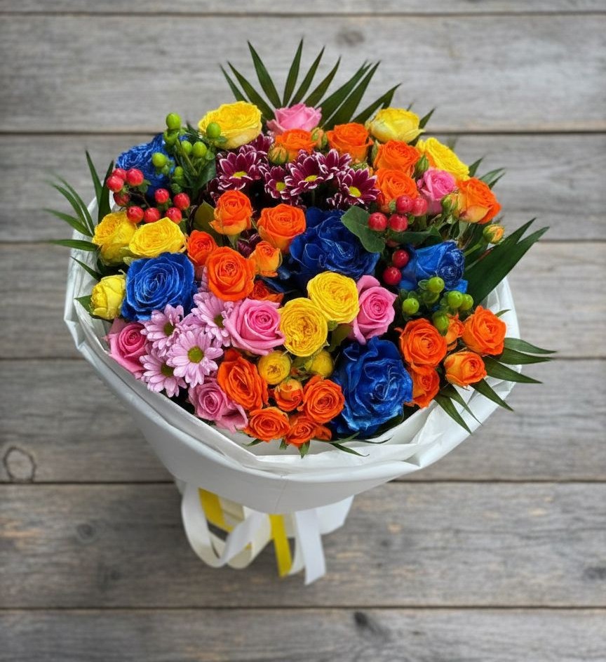 Букет цветов из: Розы и Хризантемы в Турочак