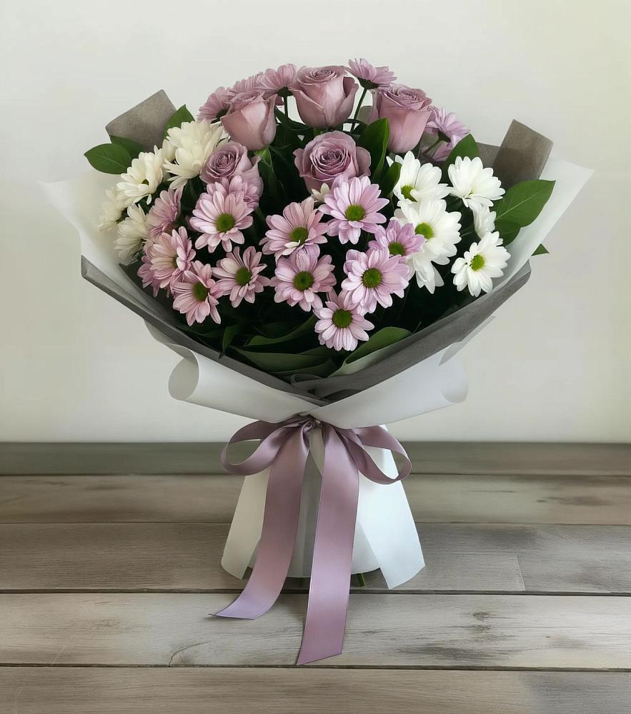 Букет цветов из: Хризантемы и Розы в Турочак