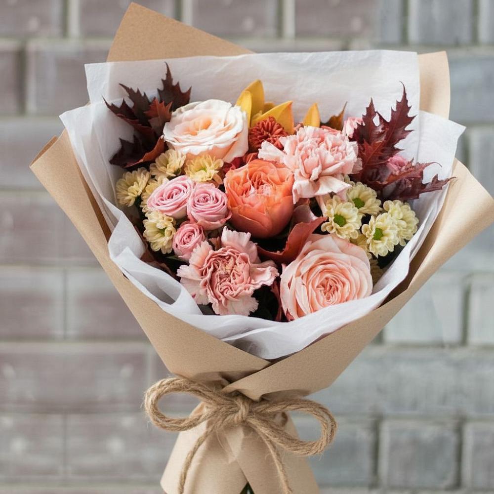 Букет цветов из: Гвоздики, Хризантемы и Розы в Турочак