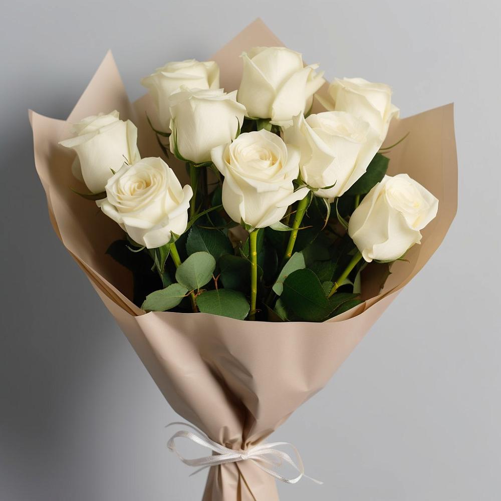 Букет 9 Белых роз Эдлесс Лав в Турочак