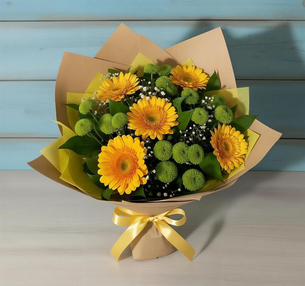 Букет цветов из: Герберы и Хризантемы в Турочак