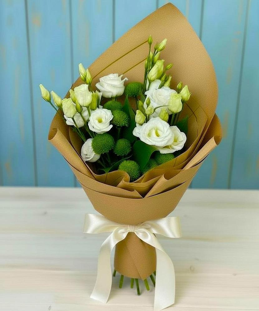 Букет цветов из: Хризантемы и Лизиантусы в Турочак