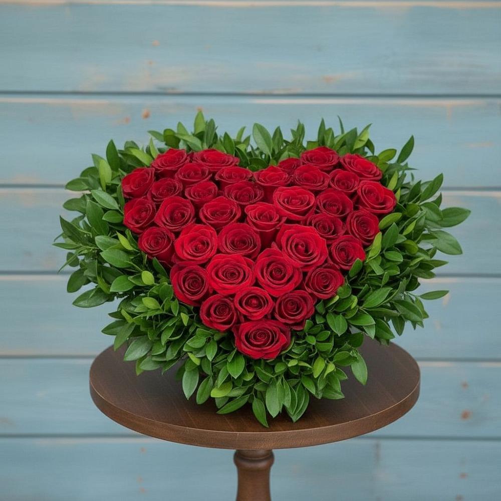 Цветочная композиция из Розы в виде сердца в Турочак