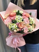 Букет нежные объятья в Турочак Букет цветов из: Гвоздики, Розы и Хризантемы в Турочак