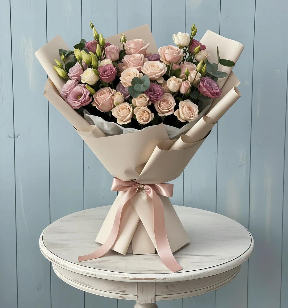 Букет цветов из: Розы и Лизиантусы в Турочак