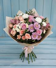 Букет цветов из:  Хризантемы, Розы и Альстромерии в Турочак