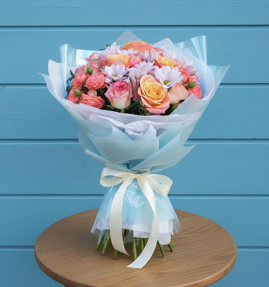 Букет цветов из: Хризантемы и Розы в Турочак