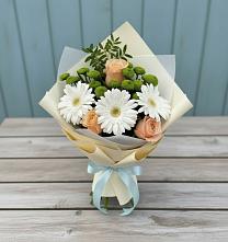 Букет цветов из:  Герберы, Розы и Хризантемы в Турочак